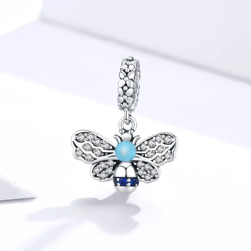 (bilde for) Pandora Style Silver Blue Bee Dangle - SCC1480 - Vis 2