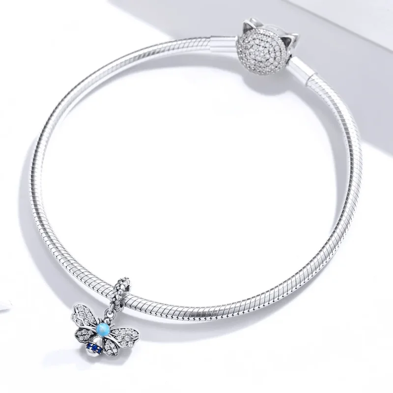 (bilde for) Pandora Style Silver Blue Bee Dangle - SCC1480 - Vis 3