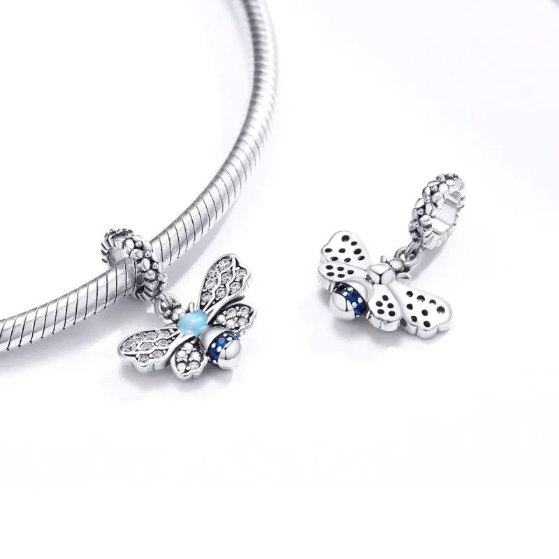 (bilde for) Pandora Style Silver Blue Bee Dangle - SCC1480 - Vis 4