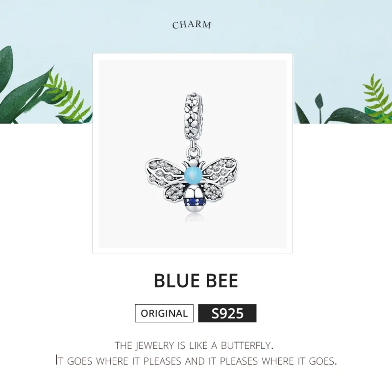 (bilde for) Pandora Style Silver Blue Bee Dangle - SCC1480 - Vis 6