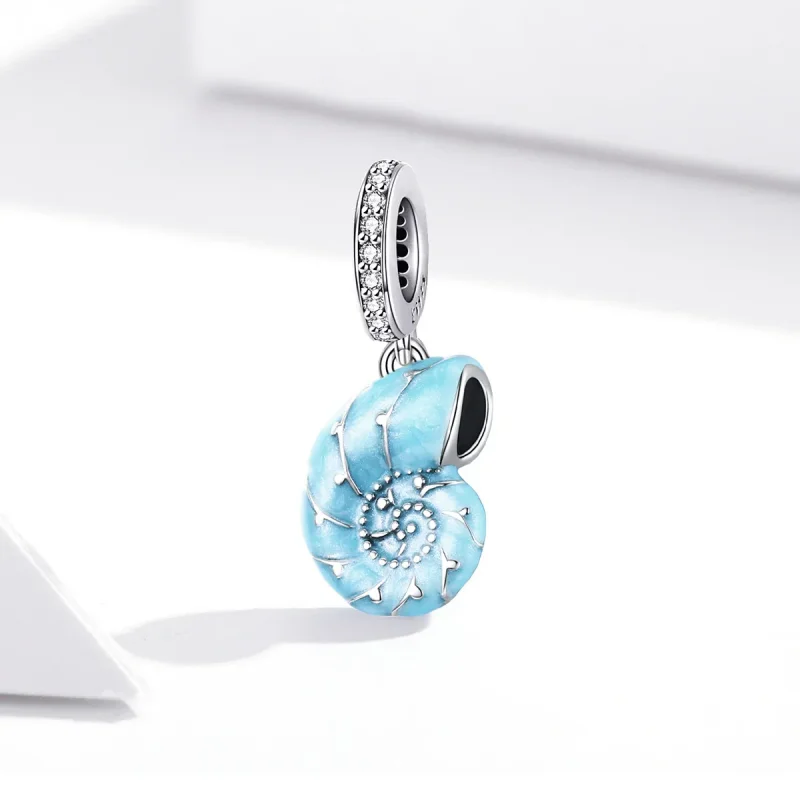 (bilde for) Pandora Style Silver Blue Conch Dangle - SCC1560 - Vis 3