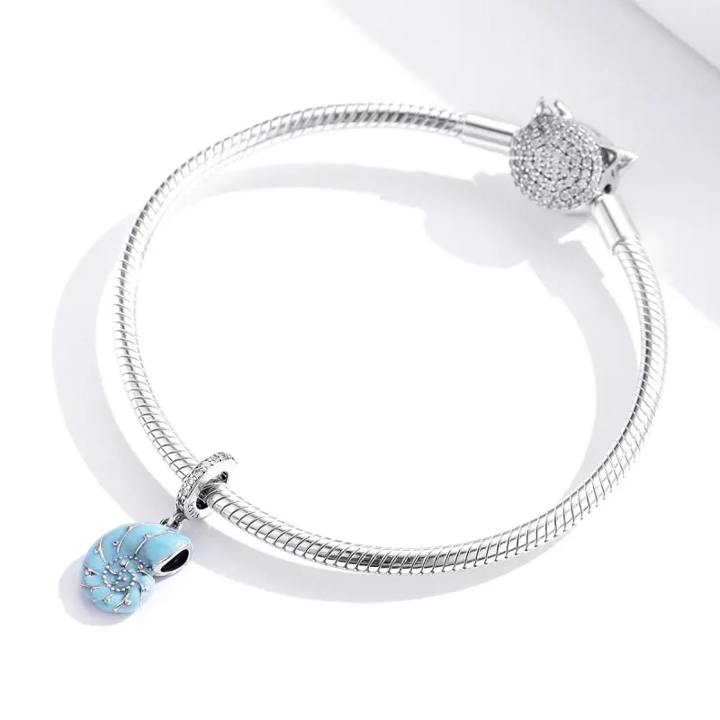(bilde for) Pandora Style Silver Blue Conch Dangle - SCC1560 - Vis 4