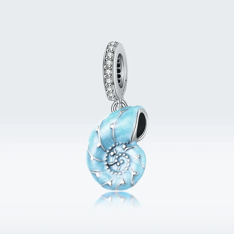 (bilde for) Pandora Style Silver Blue Conch Dangle - SCC1560 - Vis 5