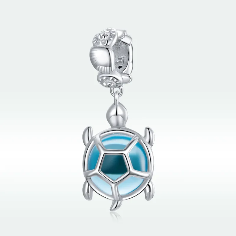 (bilde for) Pandora Style Silver Blue Murano Glass Turtle Dingle - SCC1804 - Vis 5
