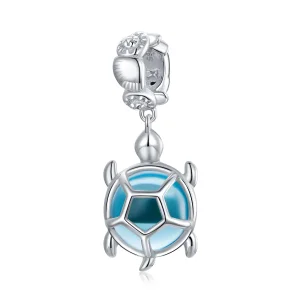 (bilde for) Pandora Style Silver Blue Murano Glass Turtle Dingle - SCC1804