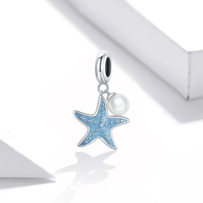 (bilde for) Pandora Style Silver Blue Starfish Dangle - SCC1807 - Vis 2
