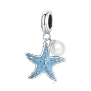 (bilde for) Pandora Style Silver Blue Starfish Dangle - SCC1807