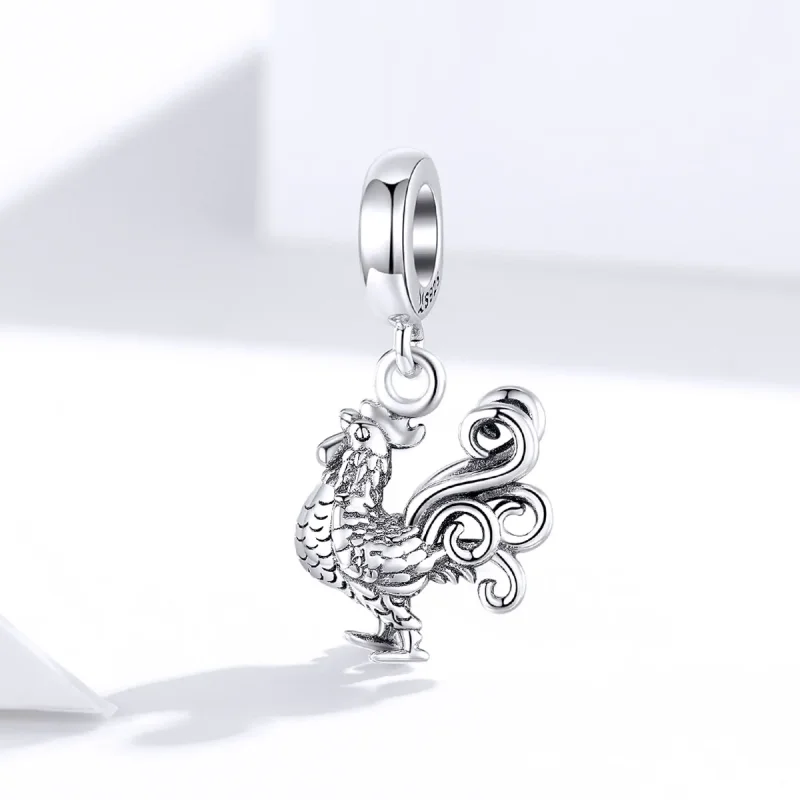 (bilde for) Pandora Style Silver Brave Rooster Dangle - SCC1337 - Vis 2