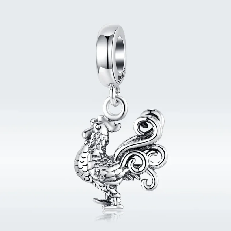 (bilde for) Pandora Style Silver Brave Rooster Dangle - SCC1337 - Vis 5