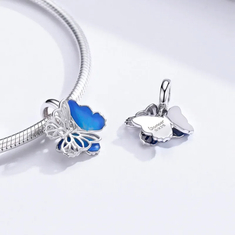 (bilde for) Pandora Style Silver Butterfly Dingle - BSC149 - Vis 4