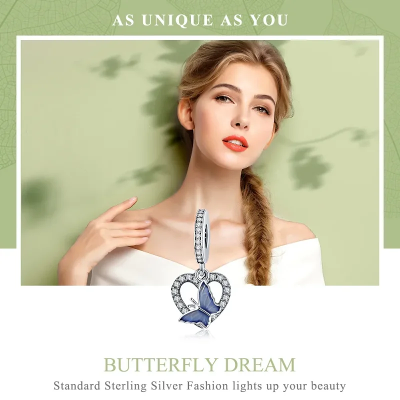 (bilde for) Pandora Style Silver Butterfly Dream Dangle - SCC818 - Vis 6