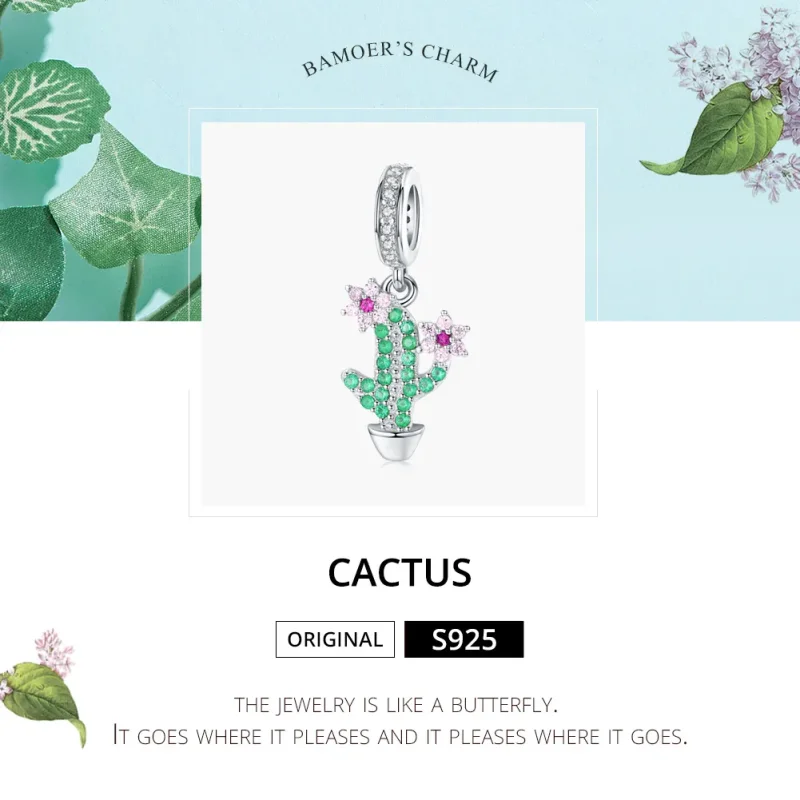 (bilde for) Pandora Style Silver Cactus Dangle - BSC121 - Vis 5