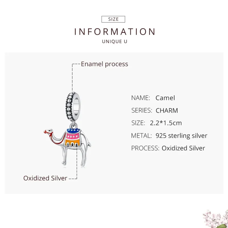 (bilde for) Pandora Style Silver Camel Dangle - SCC1376 - Vis 7