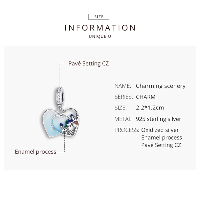 (bilde for) Pandora Style Silver Charming Scenery Dingle - SCC1742 - Vis 8