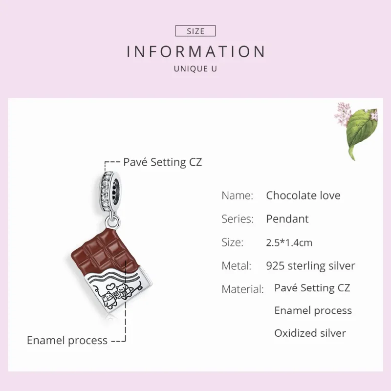 (bilde for) Pandora Style Silver Chocolate Love Dangle - SCC1782 - Vis 7