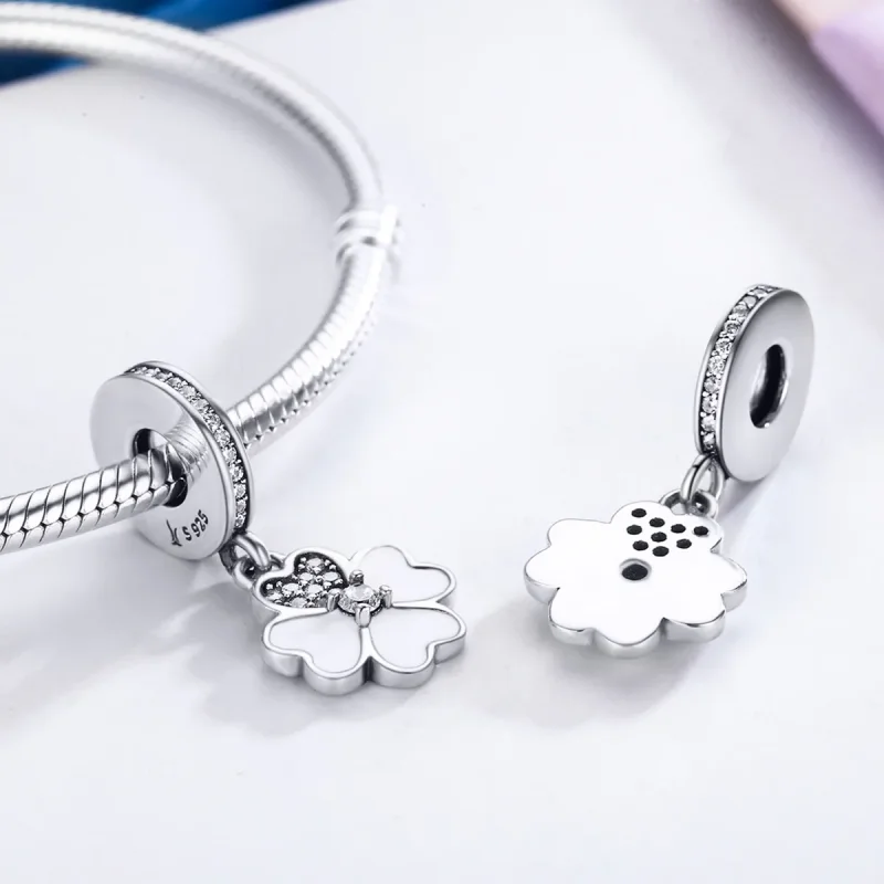 (bilde for) Pandora Style Silver Clover Dingle - SCC259 - Vis 4