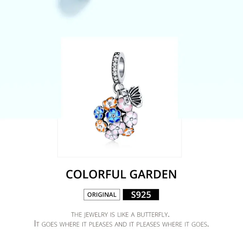 (bilde for) Pandora Style Silver Colorful Garden Dangle - SCC1702 - Vis 6