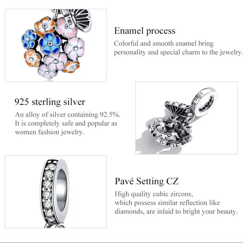(bilde for) Pandora Style Silver Colorful Garden Dangle - SCC1702 - Vis 7