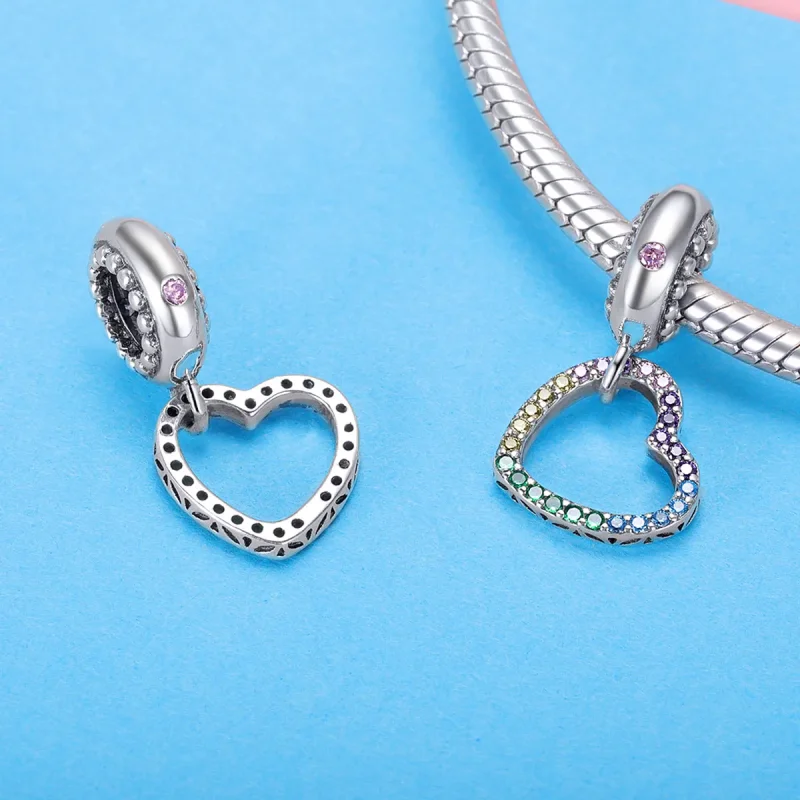 (bilde for) Pandora Style Silver Colorful Heart Dangle - SCC896 - Vis 4