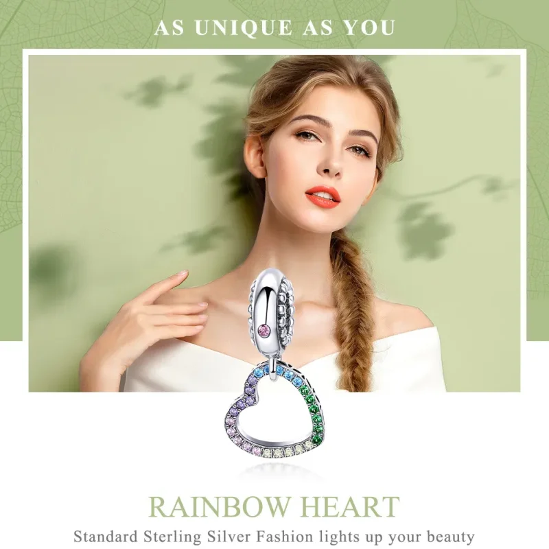 (bilde for) Pandora Style Silver Colorful Heart Dangle - SCC896 - Vis 6