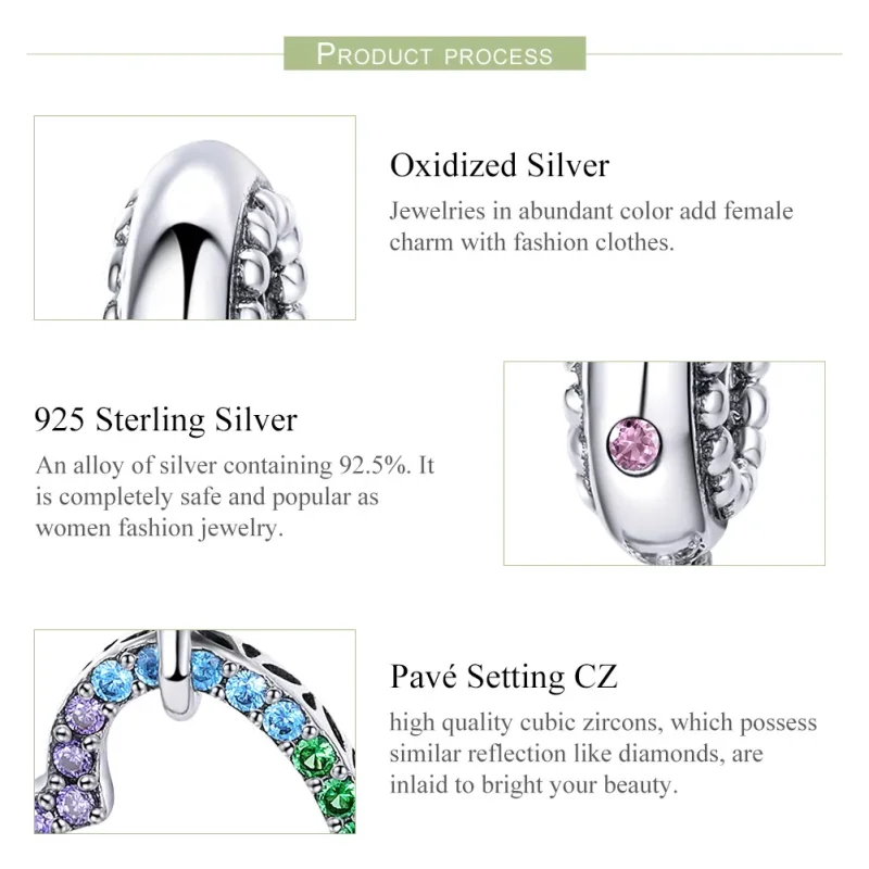 (bilde for) Pandora Style Silver Colorful Heart Dangle - SCC896 - Vis 7