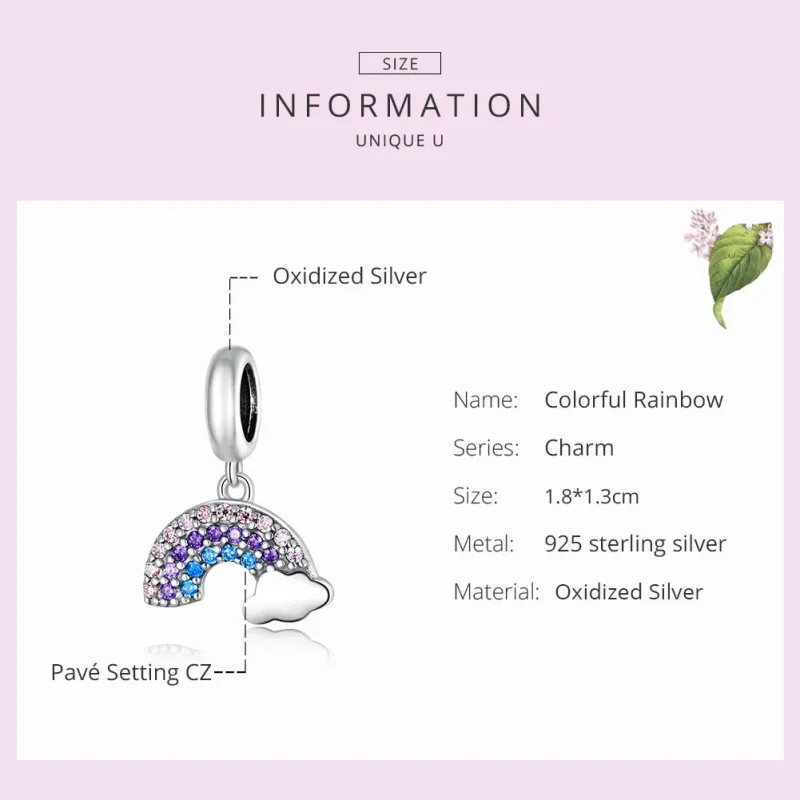 (bilde for) Pandora Style Silver Colorful Rainbow Dangle - SCC1625 - Vis 7