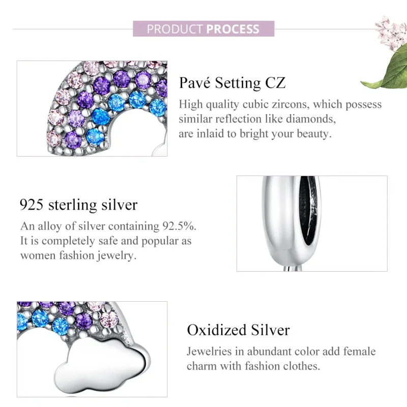(bilde for) Pandora Style Silver Colorful Rainbow Dangle - SCC1625 - Vis 8