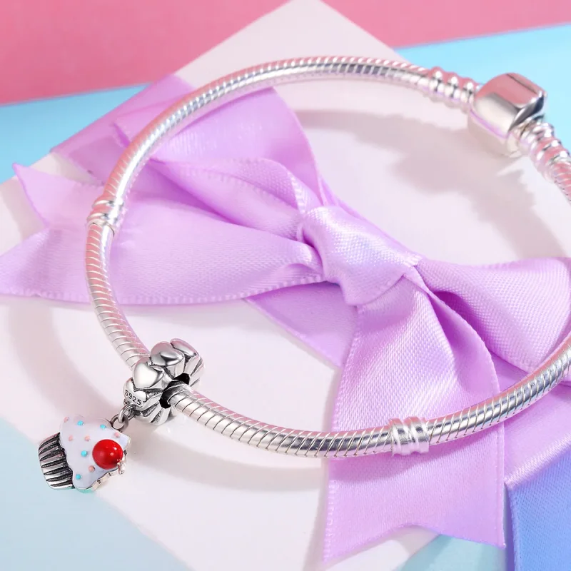(bilde for) Pandora Style Silver Cupcakes Dangle - SCC350 - Vis 4