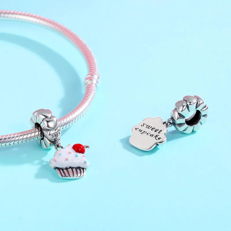 (bilde for) Pandora Style Silver Cupcakes Dangle - SCC350 - Vis 5