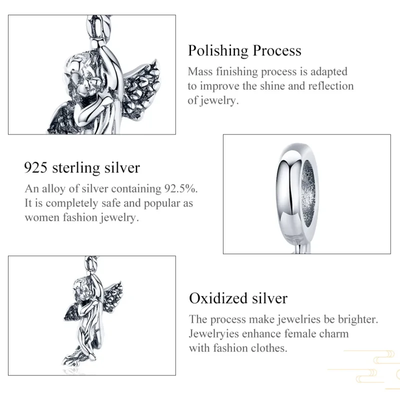 (bilde for) Pandora Style Silver Cupid Dangle - SCC1405 - Vis 6