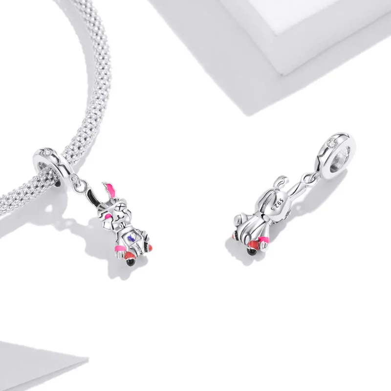 (bilde for) Pandora Style Silver Cyberpunk - Mechanical Rabbit Dangle - SCC1841 - Vis 4