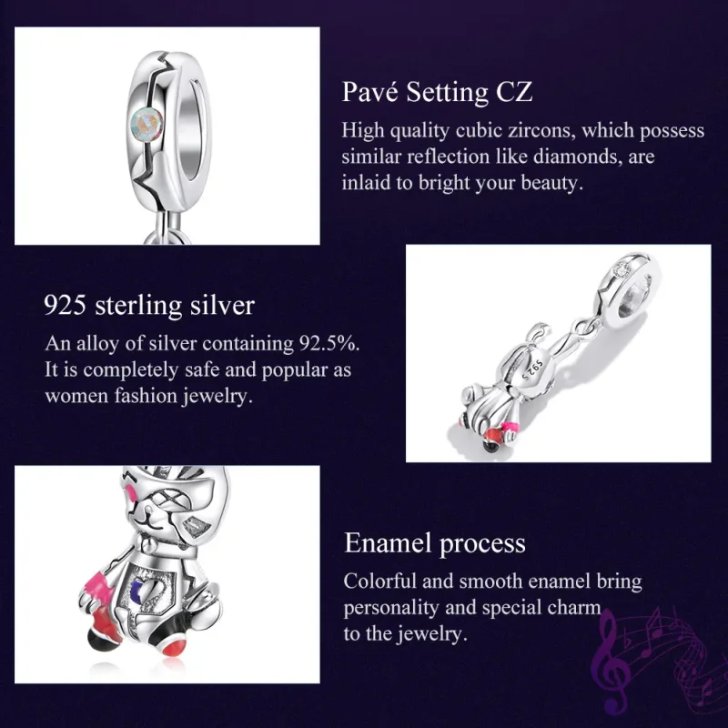 (bilde for) Pandora Style Silver Cyberpunk - Mechanical Rabbit Dangle - SCC1841 - Vis 7