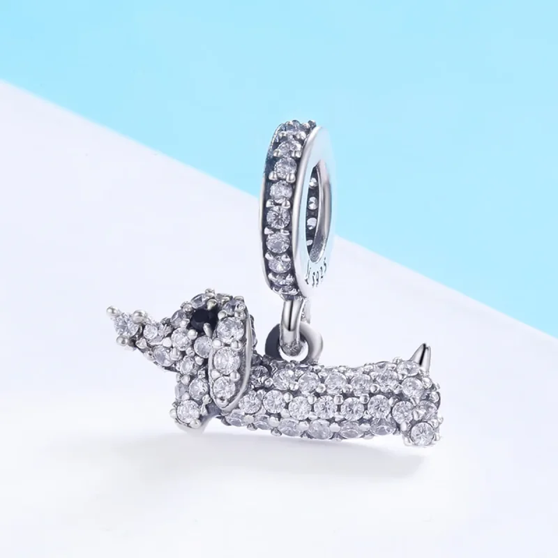 (bilde for) Pandora Style Silver Dachshund Pølse Dog Dingle - SCC709 - Vis 2