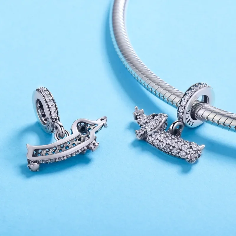 (bilde for) Pandora Style Silver Dachshund Pølse Dog Dingle - SCC709 - Vis 3