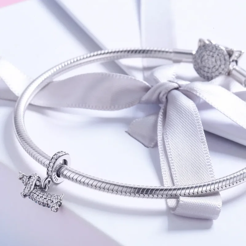 (bilde for) Pandora Style Silver Dachshund Pølse Dog Dingle - SCC709 - Vis 4