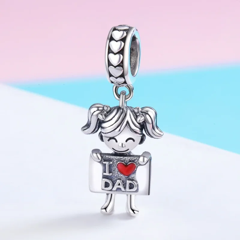 (bilde for) Pandora Style Silver Daddy's Girl Dingle - SCC690 - Vis 4