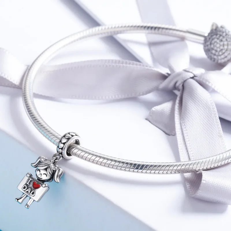 (bilde for) Pandora Style Silver Daddy's Girl Dingle - SCC690 - Vis 5