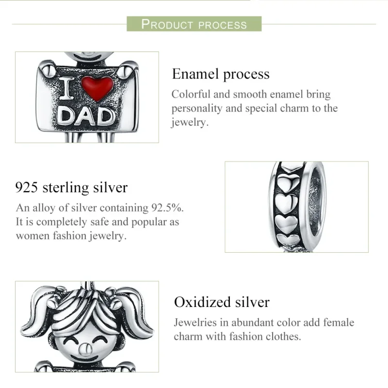 (bilde for) Pandora Style Silver Daddy's Girl Dingle - SCC690 - Vis 7