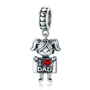 (bilde for) Pandora Style Silver Daddy's Girl Dingle - SCC690