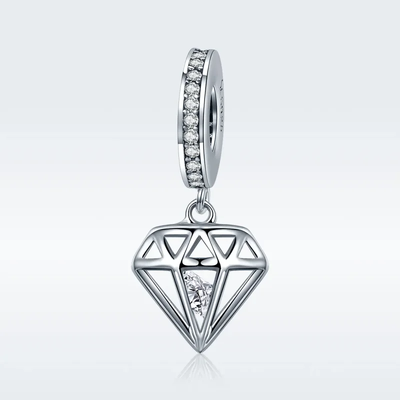 (bilde for) Pandora Style Silver Diamond Dangle - SCC186 - Vis 2