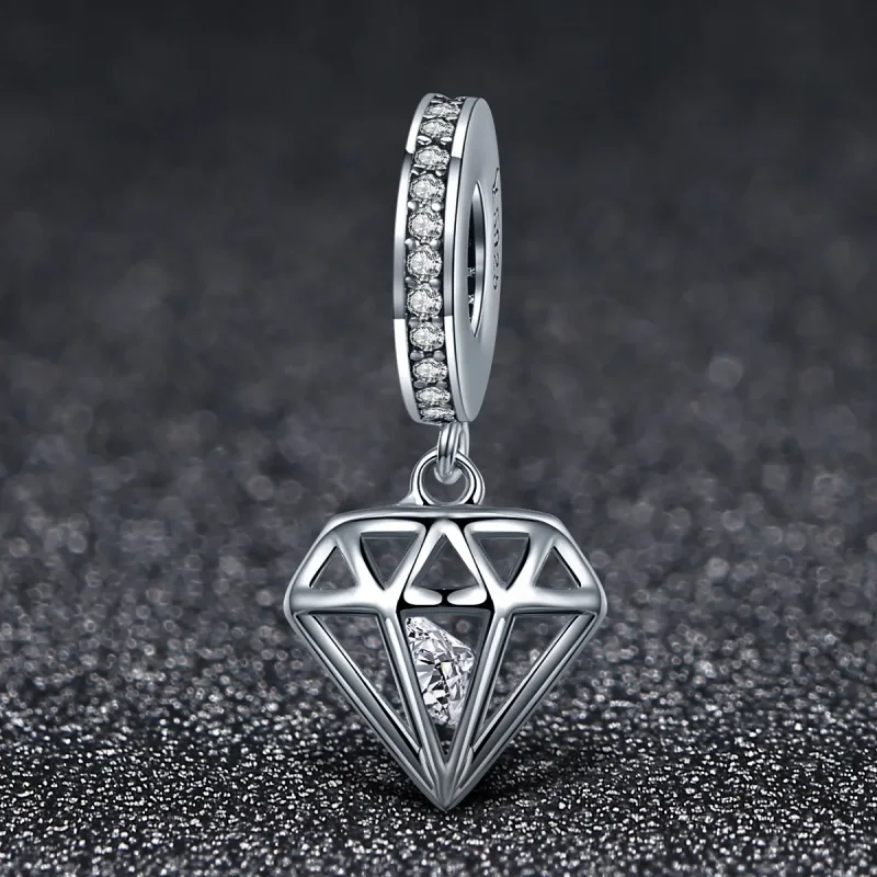 (bilde for) Pandora Style Silver Diamond Dangle - SCC186 - Vis 3