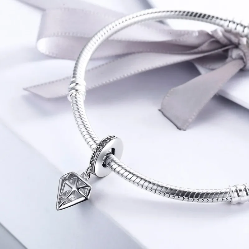 (bilde for) Pandora Style Silver Diamond Dangle - SCC186 - Vis 5