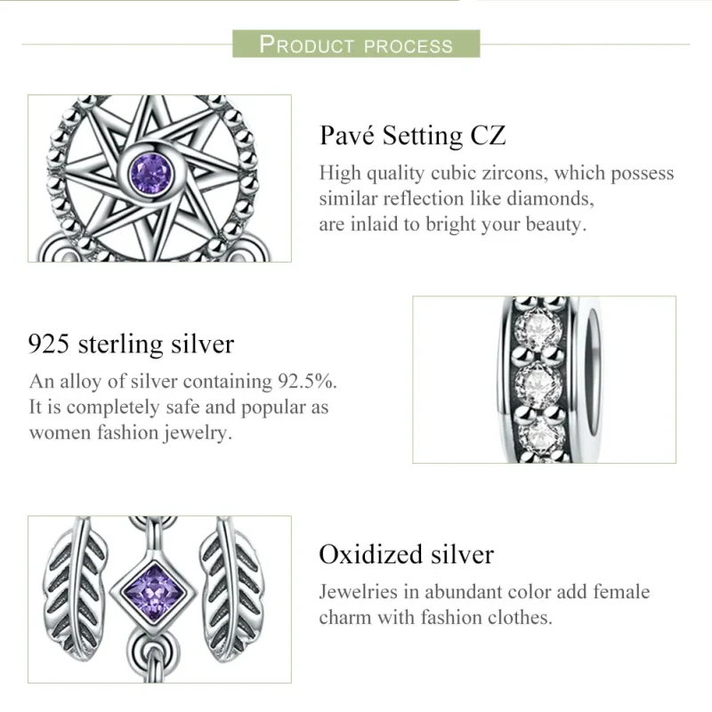(bilde for) Pandora Style Silver Dreamcatcher Dangle - SCC841 - Vis 7