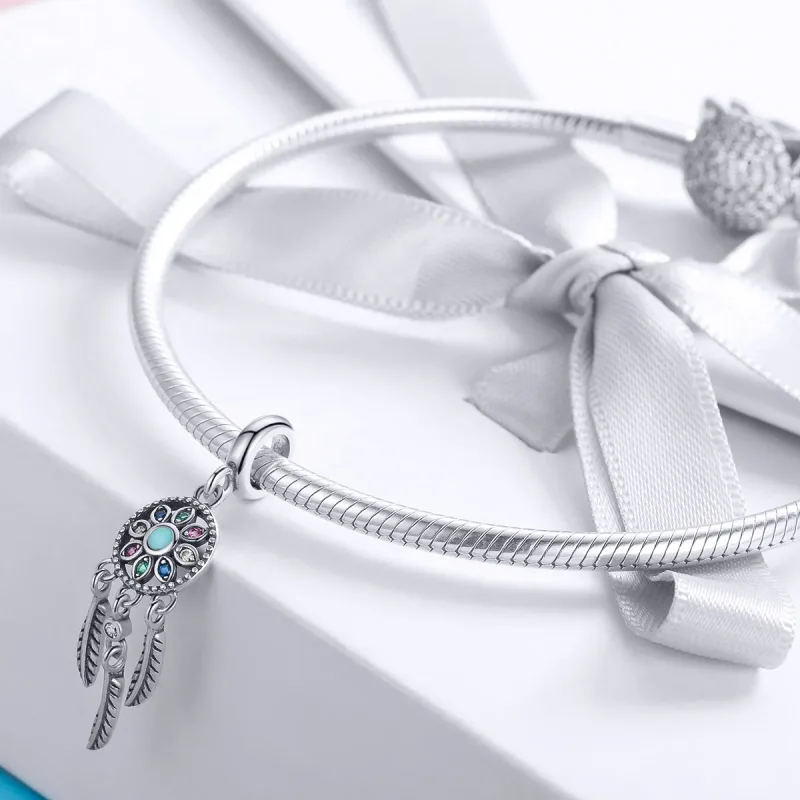 (bilde for) Pandora Style Silver Dreamcatcher Dangle - SCC961 - Vis 3