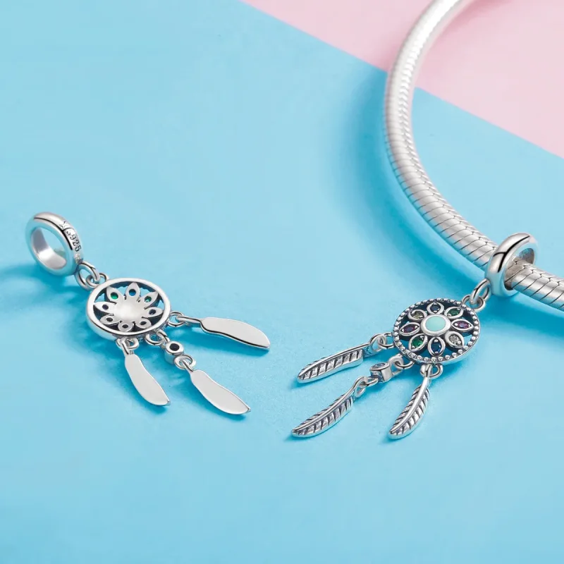 (bilde for) Pandora Style Silver Dreamcatcher Dangle - SCC961 - Vis 4