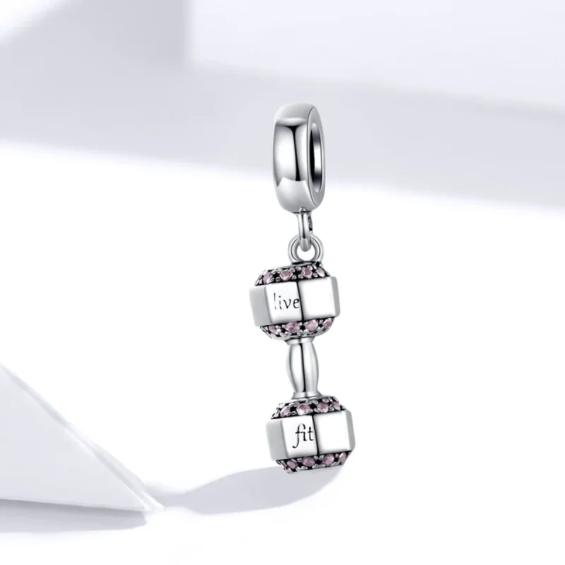 (bilde for) Pandora Style Silver Dumbbell Dangle - SCC1340 - Vis 2