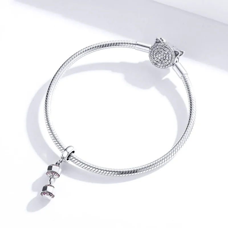 (bilde for) Pandora Style Silver Dumbbell Dangle - SCC1340 - Vis 3