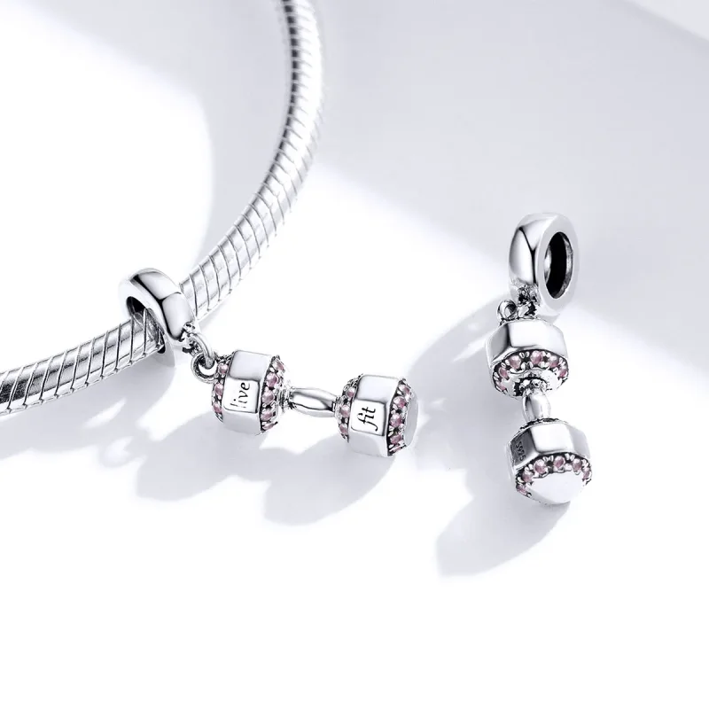 (bilde for) Pandora Style Silver Dumbbell Dangle - SCC1340 - Vis 4