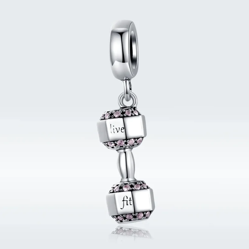 (bilde for) Pandora Style Silver Dumbbell Dangle - SCC1340 - Vis 5