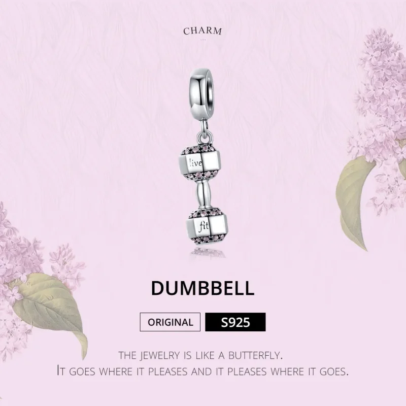 (bilde for) Pandora Style Silver Dumbbell Dangle - SCC1340 - Vis 6
